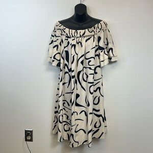 Joress Curve Elegant Black and Off-white Off-Shoulder Dress Size 1XL